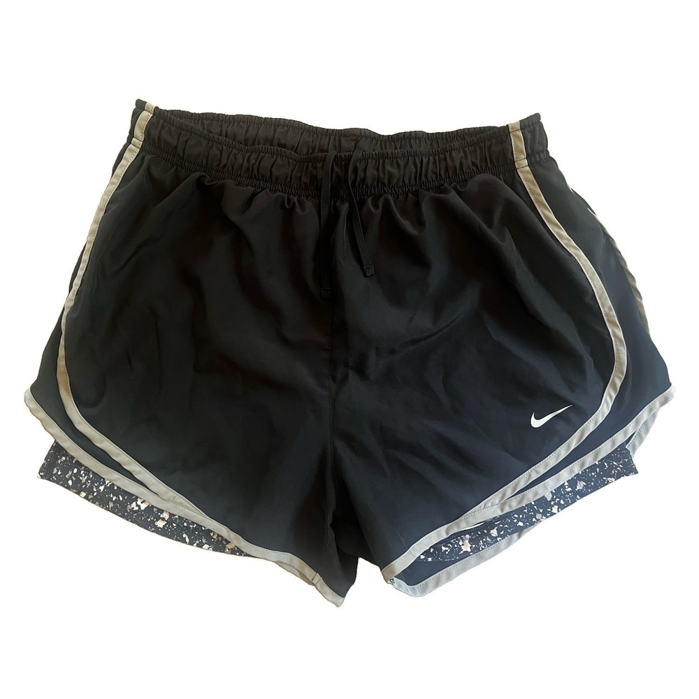 Nike Dri-FIT Women Black/Gray Athletic Short Solid Running Y2K Summer Athleisure